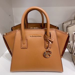 Michael Kors Avril Small Top-Zip Satchel in luggage leather